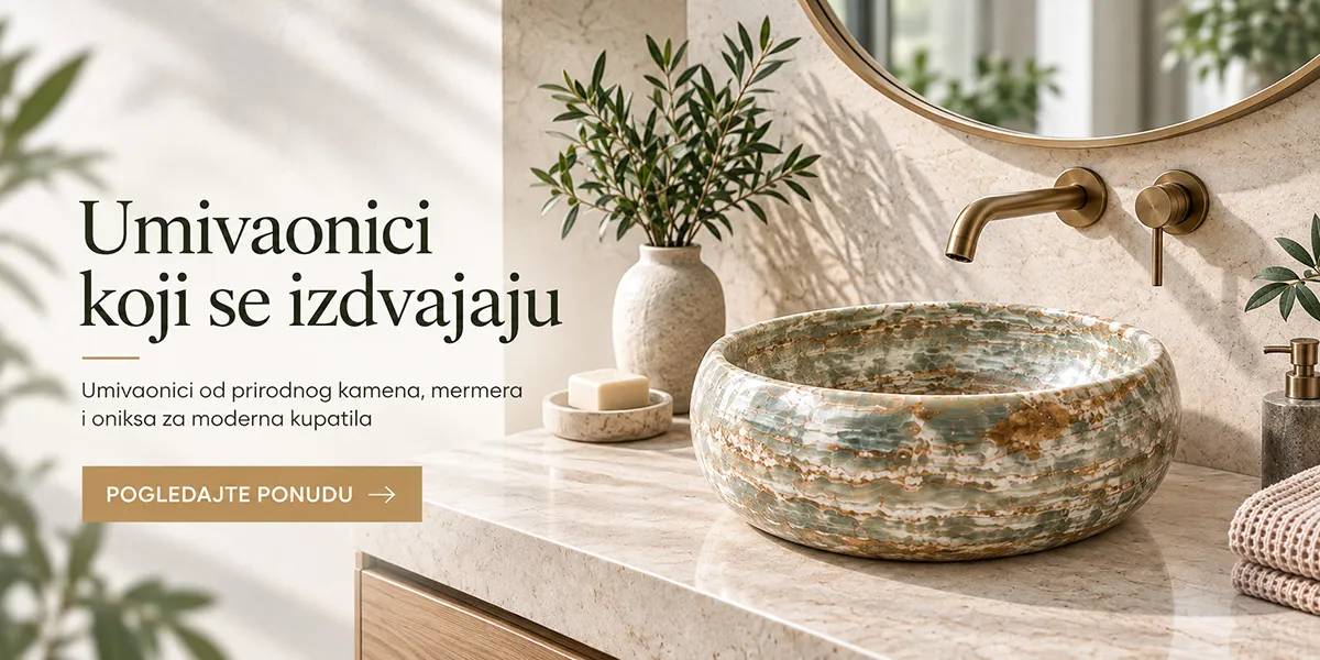 Umivaonik od prirodnog kamena, mermera ili oniksa za moderno uređena kupatila